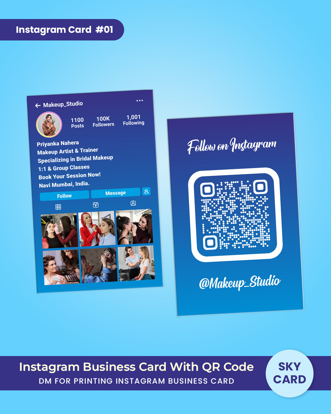 Custom Instagram business card portrait format design – TheSkyCard India