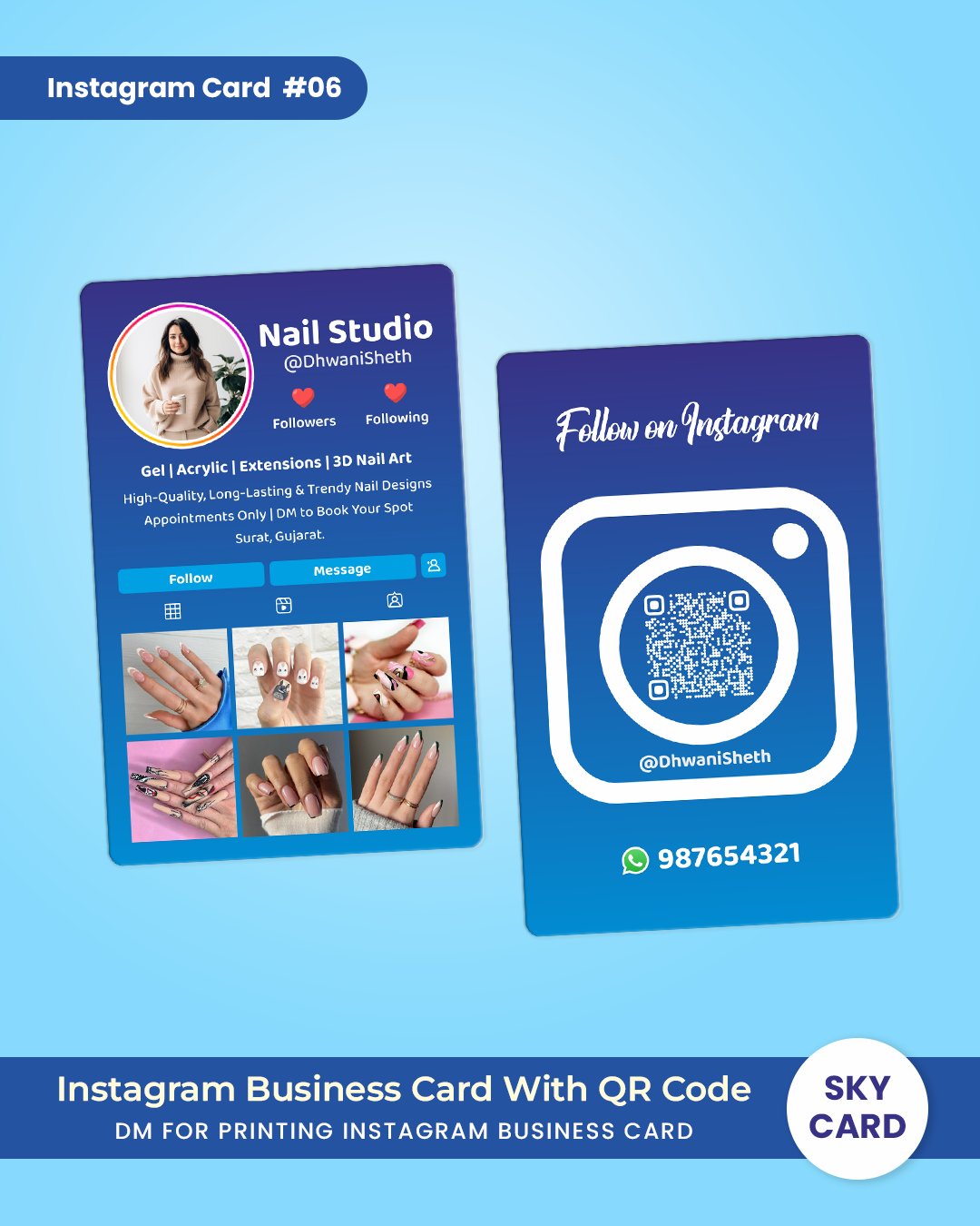 Square Instagram format business card 1x1 design – TheSkyCard