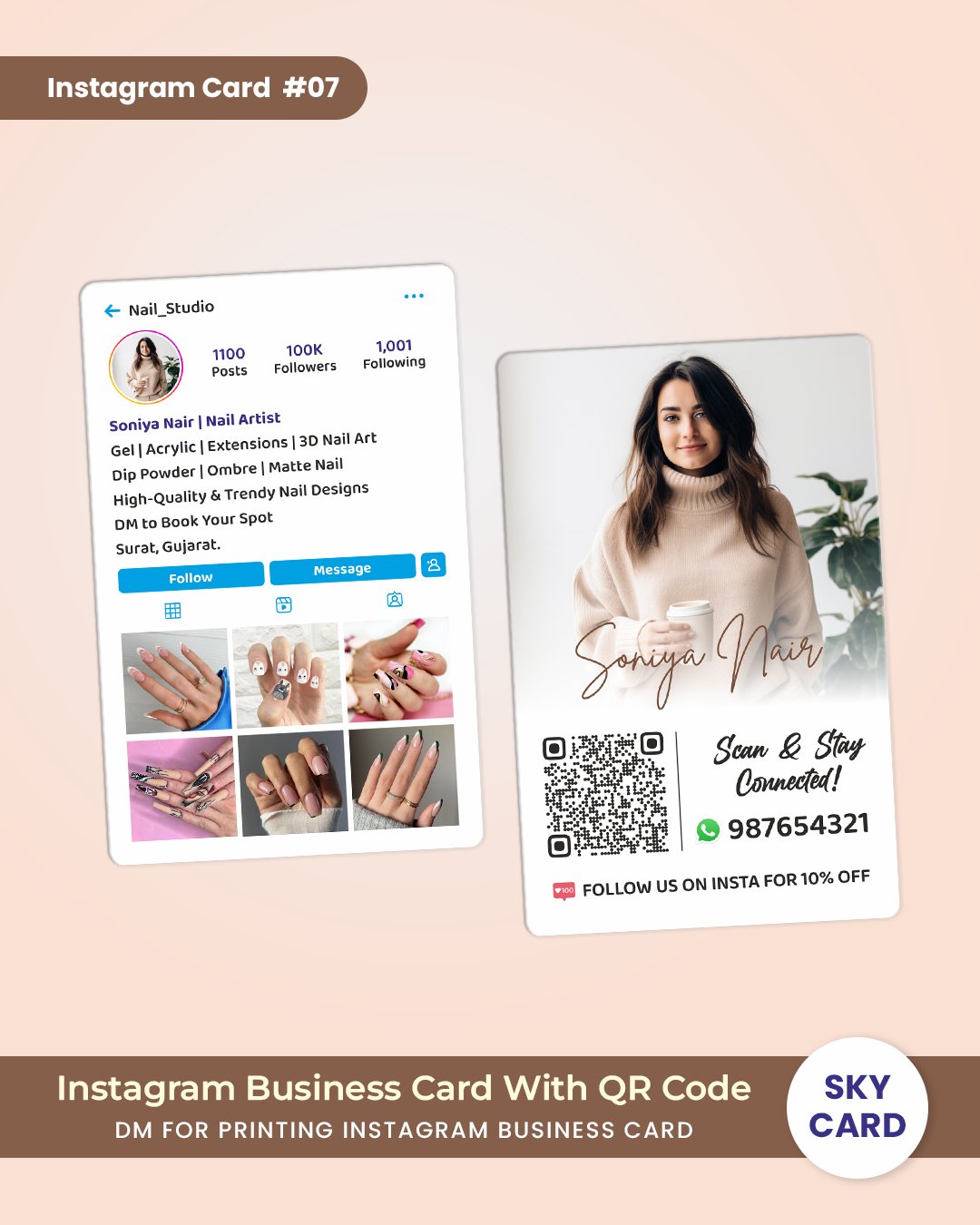 Minimal Instagram business card design free custom – TheSkyCard