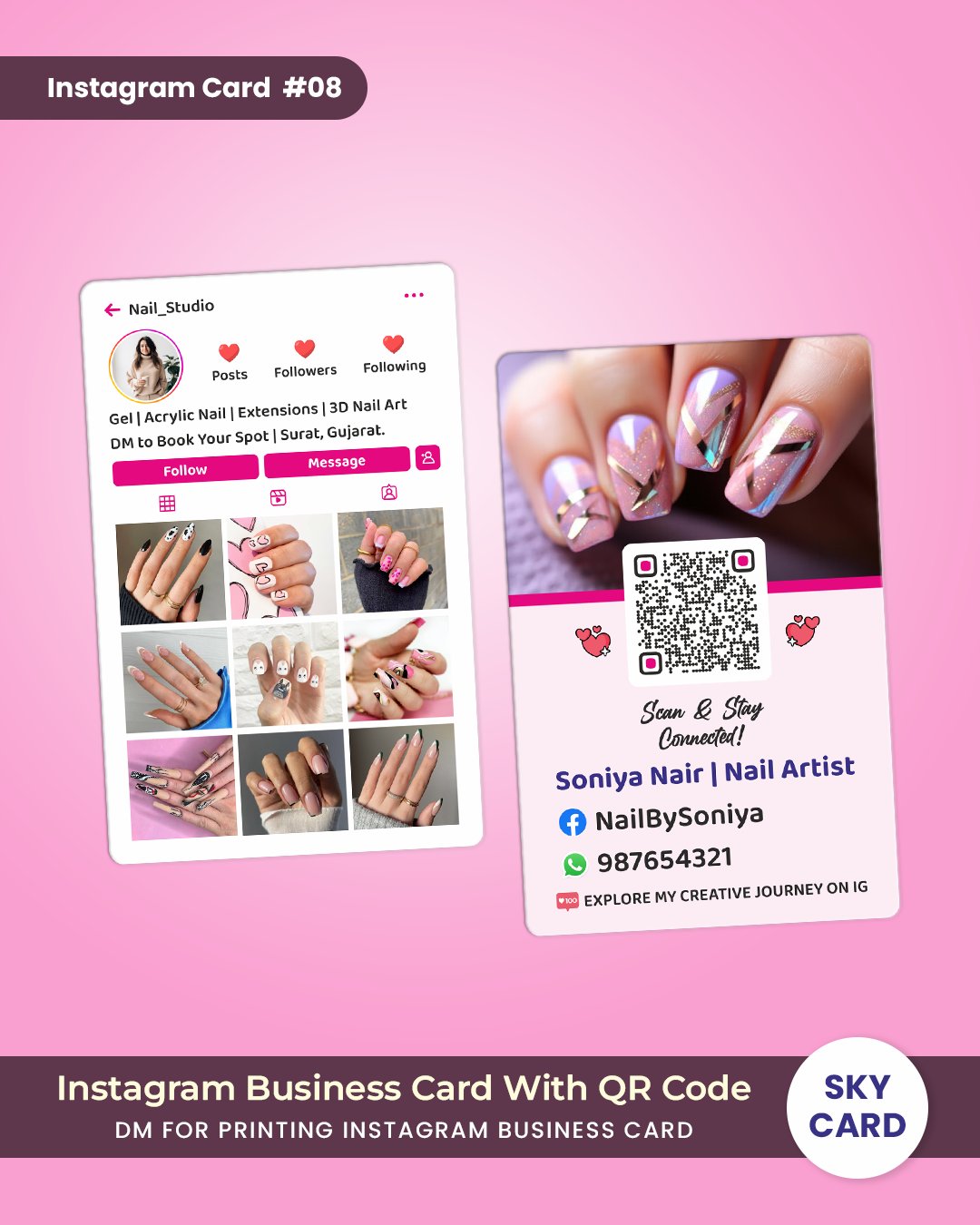 Bold colorful Instagram visiting card India – TheSkyCard