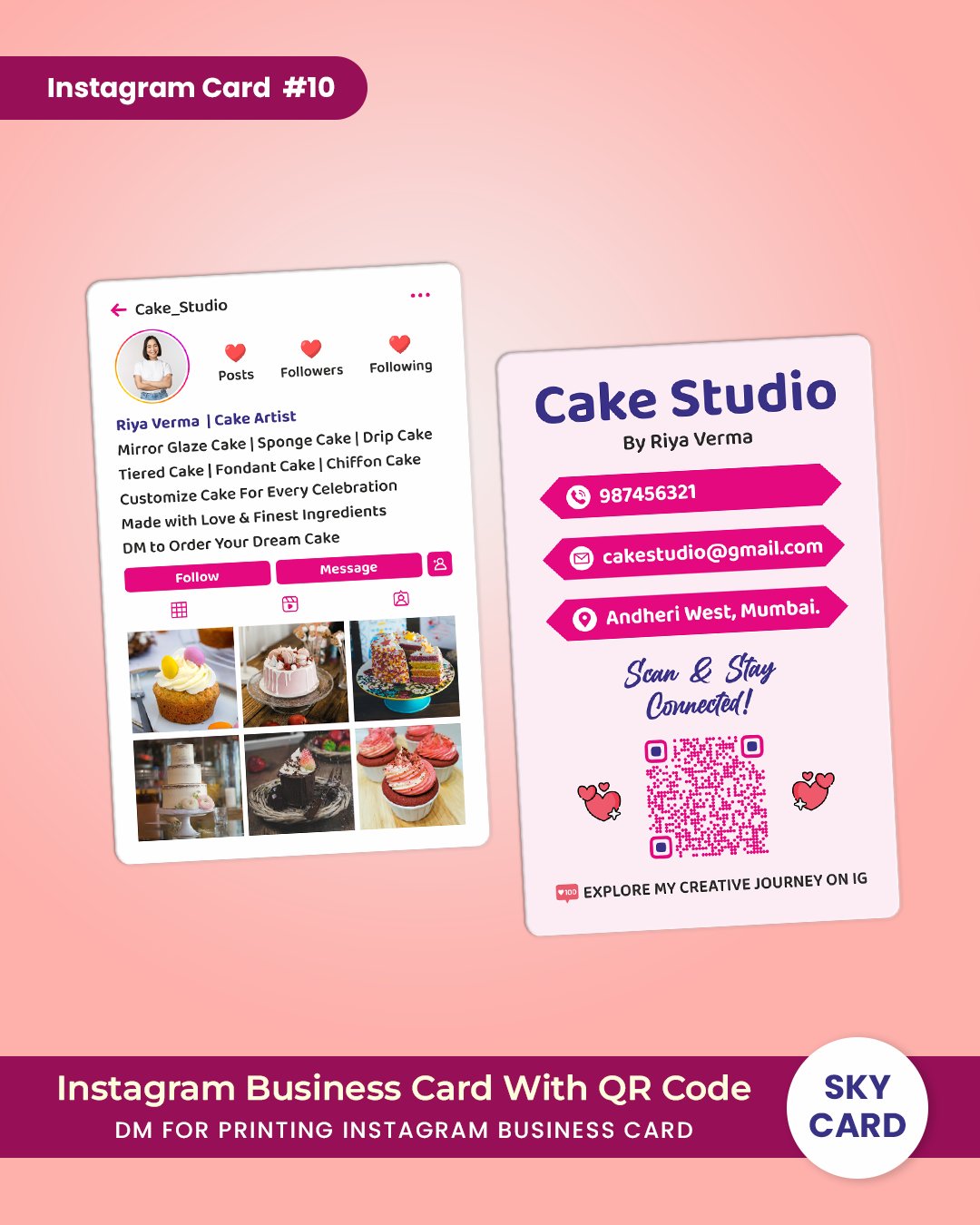Custom visiting card Instagram format free delivery all India – TheSkyCard